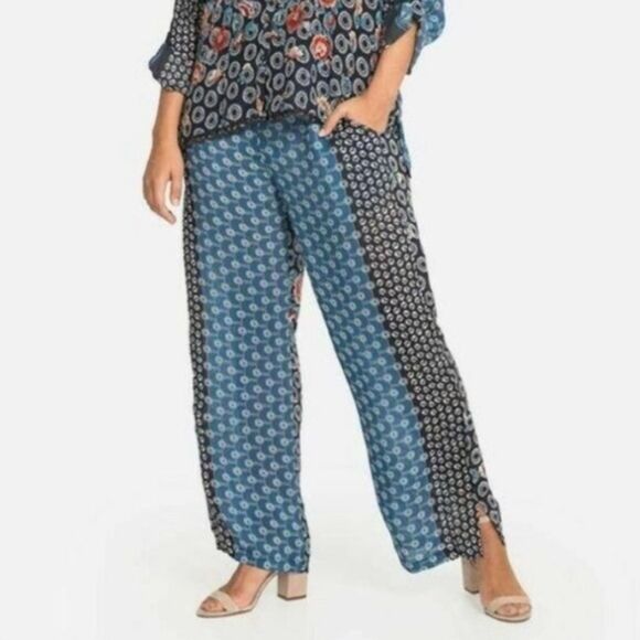 Johnny Was Maera Printed Drawstring Pull-On Pants Straight Leg Size 1X NWT - Picture 2 of 14